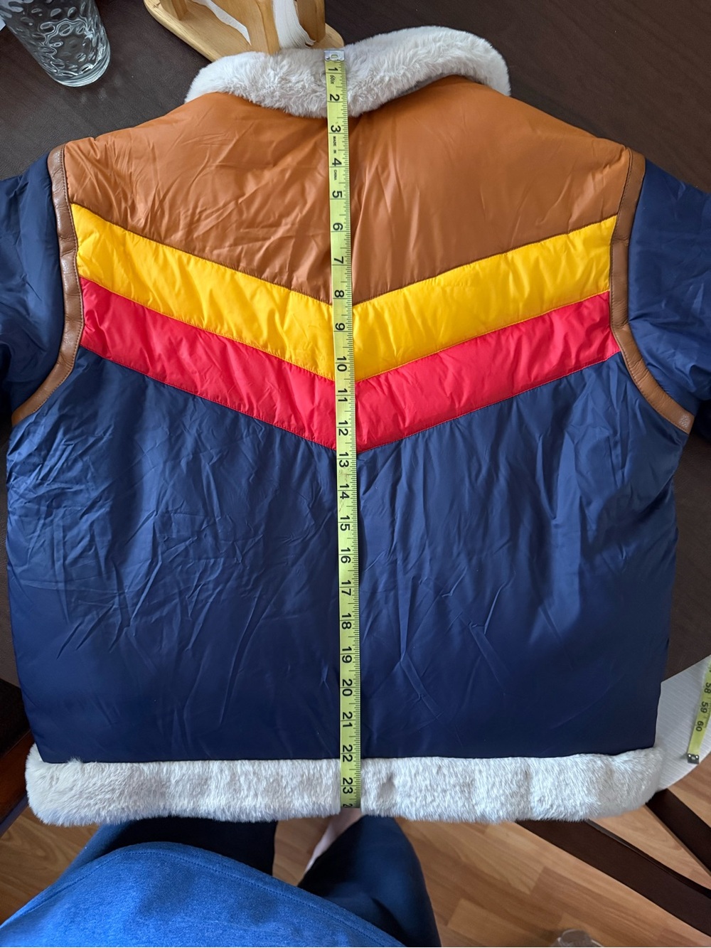 MOTHER The Peak Puffer Jacket Color Block Blue & Orange - Picture 4 of 6